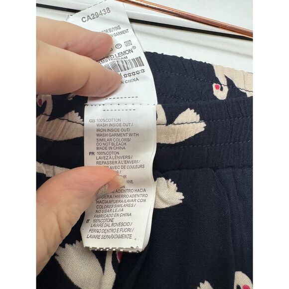 Smashed Lemon Quirky Novelty Swan Print Navy Blue Pull on Pants Size M NWT - Picture 10 of 11